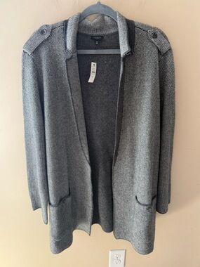 Talbots Wool nylon viscose Sweater Cardigan Coat gray size 2X petite NWT
